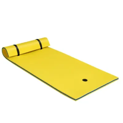 Vodní podložka plovoucí pěnová podložka XPE pěna 220 x 90 x 4 cm žlutá + modrá