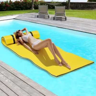 Vodní podložka plovoucí pěnová podložka XPE pěna 220 x 90 x 4 cm žlutá + modrá