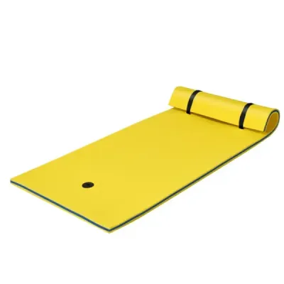 Vodní podložka plovoucí pěnová podložka XPE pěna 220 x 90 x 4 cm žlutá + modrá