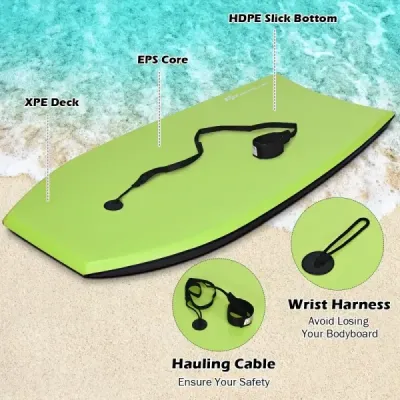 Bodyboard lehká plavecká deska s jádrem EPS a povrchem XPE na pláž pro děti a dospělé 94cm/106cm zelená
