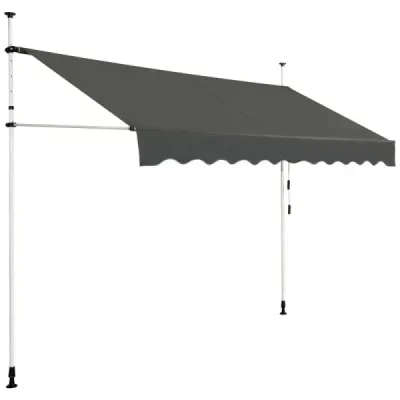 Markýza Svěrná markýza Ochrana proti slunečnímu záření Odolná proti UV záření Výškově nastavitelná Vodoodpudivá 300 x 120 cm Šedá