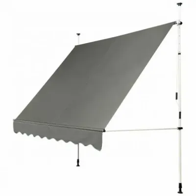 Svěrná markýza Balkonová markýza výškově nastavitelná Markýza s ruční klikou Ochrana proti slunci 250 x 120 cm Šedá barva