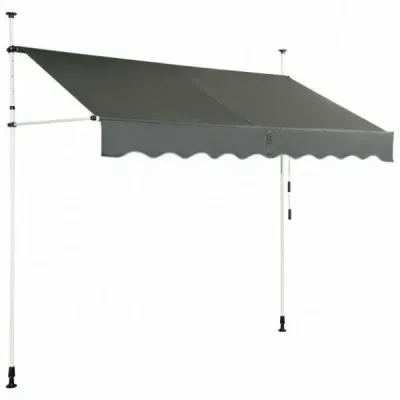 Svěrná markýza Balkonová markýza výškově nastavitelná Markýza s ruční klikou Ochrana proti slunci 250 x 120 cm Šedá barva