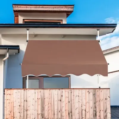 150 cm široká svěrná markýza bez vrtání Balkónová markýza odolná proti UV záření Výškově nastavitelná markýza Kávová