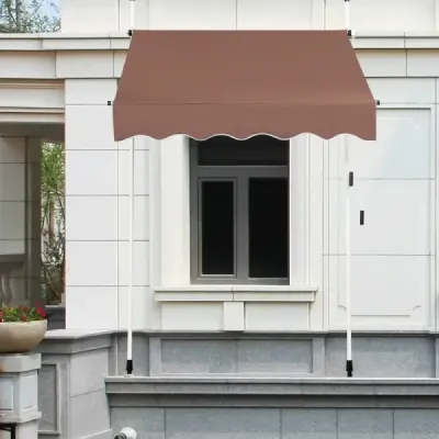 150 cm široká svěrná markýza bez vrtání Balkónová markýza odolná proti UV záření Výškově nastavitelná markýza Kávová