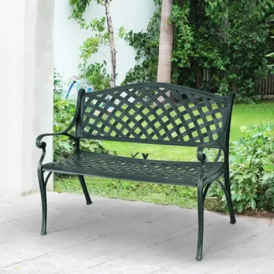 Zahradní lavička Hliníková lavička s područkami Lavička 103 x 55 x 82 cm Antique green