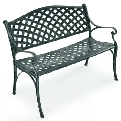 Zahradní lavička Hliníková lavička s područkami Lavička 103 x 55 x 82 cm Antique green
