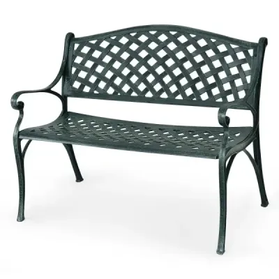 Zahradní lavička Hliníková lavička s područkami Lavička 103 x 55 x 82 cm Antique green