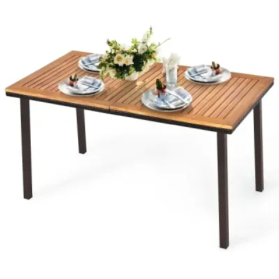 Zahradní stůl jídelní stůl s otvorem na slunečník dřevěný stůl stůl na terasu z akátového dřeva 140 x 75 x 76 cm přírodní