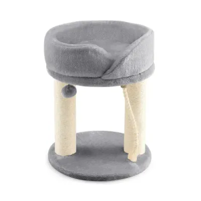 Cat Tree Škrábadlo pro kočky s měkkým sedadlem Sisalová věž pro kočky Šedá