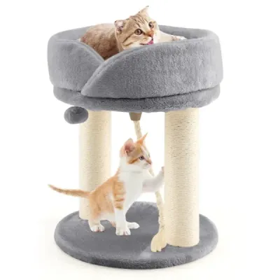 Cat Tree Škrábadlo pro kočky s měkkým sedadlem Sisalová věž pro kočky Šedá