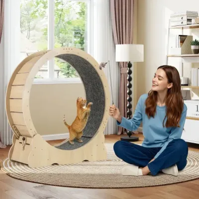 101 cm velký tréninkový pás pro kočky s uzamykatelným mechanismem, přírodní