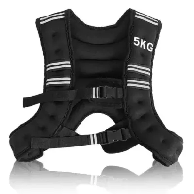 Vesta o hmotnosti 5 kg sportovní vesta s reflexními prvky a nastavovacími popruhy černá