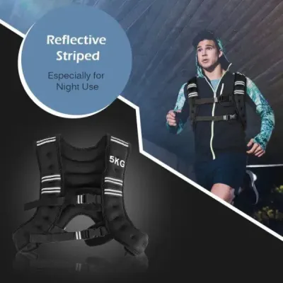 Vesta o hmotnosti 5 kg sportovní vesta s reflexními prvky a nastavovacími popruhy černá