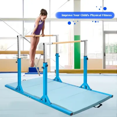 Gymnastické tyče hrazdy gymnastické tyče s nastavitelnou šířkou 250 x 132 x 140 cm modrá