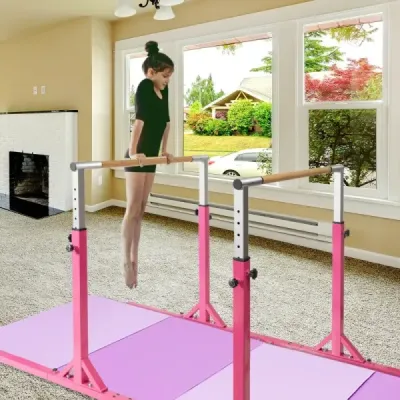 Gymnastické tyče hrazdy gymnastické tyče s nastavitelnou šířkou 250 x 132 x 140 cm růžová