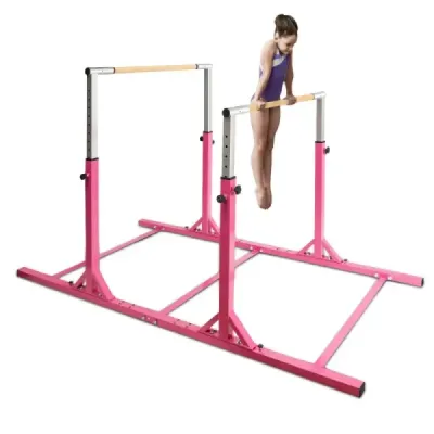 Gymnastické tyče hrazdy gymnastické tyče s nastavitelnou šířkou 250 x 132 x 140 cm růžová