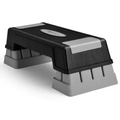 Výškově nastavitelný aerobikový stepper se 3 stupni 12 / 17 / 22 cm Fitness stepper šedý