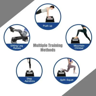 Výškově nastavitelný aerobikový stepper se 3 stupni 12 / 17 / 22 cm Fitness stepper šedý
