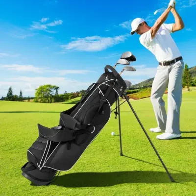 Golfová taška 9-palcová golfová taška taška a tužku profesionální cestovní taška se stojanem na tašku s čelem a popruhem na přenášení-černá