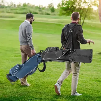 Golfová taška 9-palcová golfová taška taška a tužku profesionální cestovní taška se stojanem na tašku s čelem a popruhem na přenášení-černá