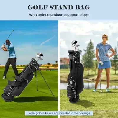 Golfová taška 9-palcová golfová taška taška a tužku profesionální cestovní taška se stojanem na tašku s čelem a popruhem na přenášení-černá