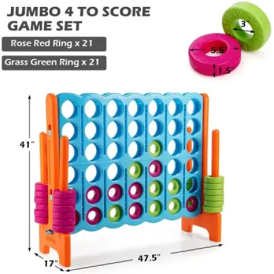 Match Four Game Čtyři v řadě se 42 Jumbo kroužky 120 x 42 x 104 cm Modrá + oranžová