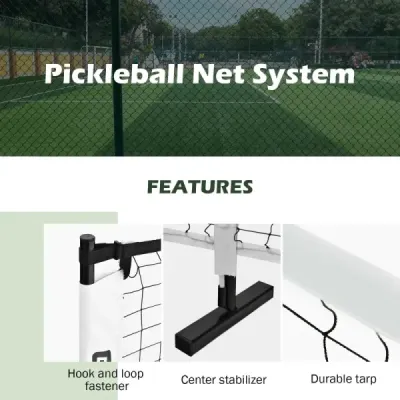 Přenosná síť na pickleball s kovovými trubkami silná polyesterová síť a taška na přenášení z oxfordské tkaniny odolná vůči povětrnostním vlivům sportovní síť dlouhá 670 cm