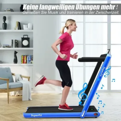2 v 1 Skládací běžecký pás 2,25 HP Přenosný elektrický běžecký pás Blue