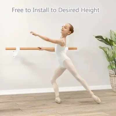 120 cm dlouhá dřevěná baletní tyč včetně vzdálenosti od zdi montáž na stěnu taneční tyč natural