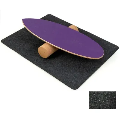 Balanční deska ze dřeva Balanční deska Balanční trenažér Trickboard pro domácnost včetně korkové role Fialová