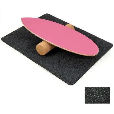 Dřevěná balanční deska Balance trainer Trickboard pro domácí použití včetně korkového válečku Hot Pink
