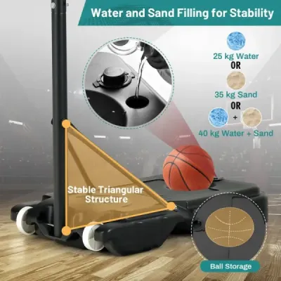 Basketbalový stojan 90/158-210 cm výškově nastavitelný basketbalový koš se stojanem odolný vůči povětrnostním vlivům vnitřní vnější zelený