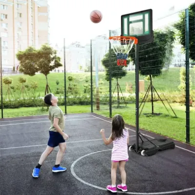 Basketbalový stojan 90/158-210 cm výškově nastavitelný basketbalový koš se stojanem odolný vůči povětrnostním vlivům vnitřní vnější zelený