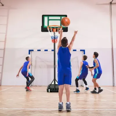 Basketbalový stojan 90/158-210 cm výškově nastavitelný basketbalový koš se stojanem odolný vůči povětrnostním vlivům vnitřní vnější zelený