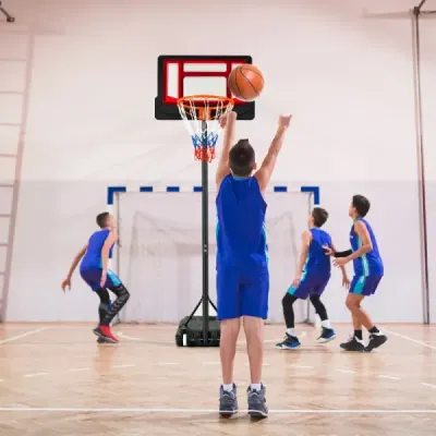 Basketbalový koš pro děti Stojan na koš odolný vůči povětrnostním vlivům s nastavitelnou výškou od 90 do 210 cm