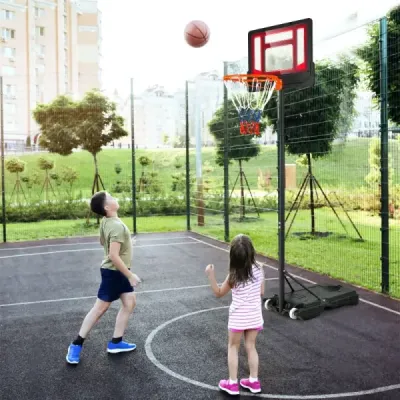 Basketbalový koš pro děti Stojan na koš odolný vůči povětrnostním vlivům s nastavitelnou výškou od 90 do 210 cm