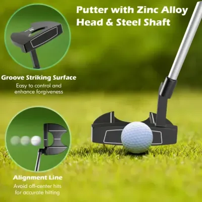 9-dílná kompletní sada golfových holí pro praváky s obaly na hole