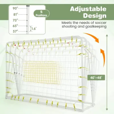2 v 1 Fotbalová branka a odrazová deska Fotbalové branky 187 x 60 x 102-122,5 cm Dětská fotbalová branka s nastavitelnou výškou Bílá