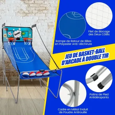 8 v 1 Basketbalový stroj se 4 míči a vzduchovou pumpou a 8 herními režimy Arkádové basketbalové hry Zelená