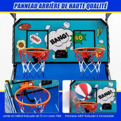 8 v 1 Basketbalový stroj se 4 míči a vzduchovou pumpou a 8 herními režimy Arkádové basketbalové hry Zelená