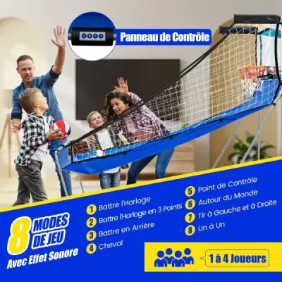 8 v 1 Basketbalový stroj se 4 míči a vzduchovou pumpou a 8 herními režimy Arkádové basketbalové hry Zelená