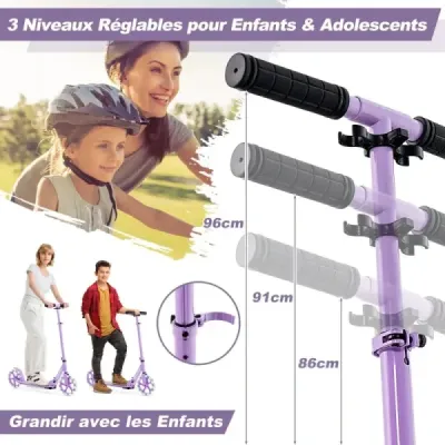 Scooter Skládací skútr Výškově nastavitelný městský skútr Nosnost 100 kg Fialová