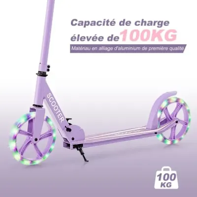 Scooter Skládací skútr Výškově nastavitelný městský skútr Nosnost 100 kg Fialová