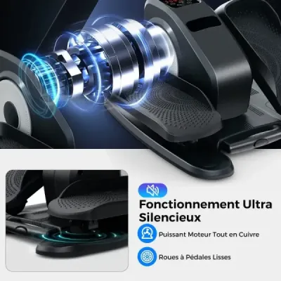 Eliptický trenažér pod stůl elektrický pedálový trenažér pro seniory tichý fitness stroj černý