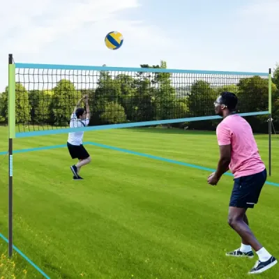 Volejbalová síť venkovní 9,5 x 1 m, volejbalová síť do bazénu, výškově nastavitelná se stojanem, volejbalová síť na zahradní volejbal