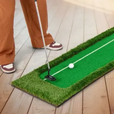 Golfová podložka 300 cm Golfová tréninková podložka se 3 golfovými míčky a 2 velikostmi jamek Golfová tréninková podložka skládací
