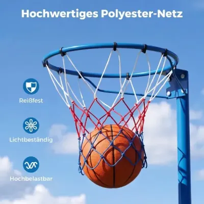 Branka na netball Volně stojící basketbalový koš s výškově nastavitelnou tyčí od 105 do 255 cm