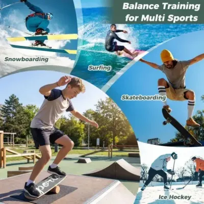 Balanční deska waveboard 17 mm s korkovým válečkem 10 cm, surfovací prkno z březového dřeva, nosnost až 100 kg