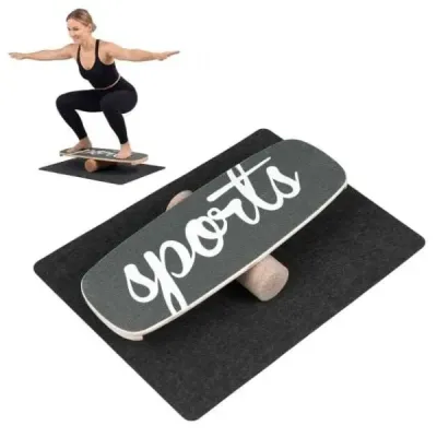 Balanční deska waveboard 17 mm s korkovým válečkem 10 cm, surfovací prkno z březového dřeva, nosnost až 100 kg